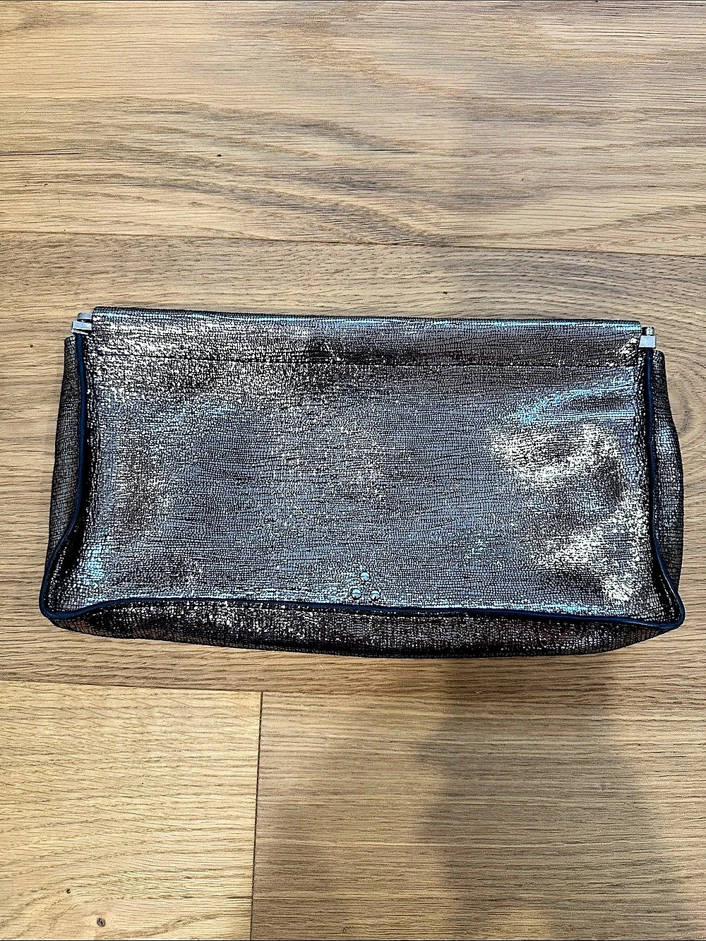 Jerome Dreyfuss Metallic Textured Clutch in Black Like New